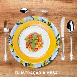 Kit 4 Capas de Sousplat Redondo Limão Siciliano - 35x35 Cm Or Olivar Frut - 2