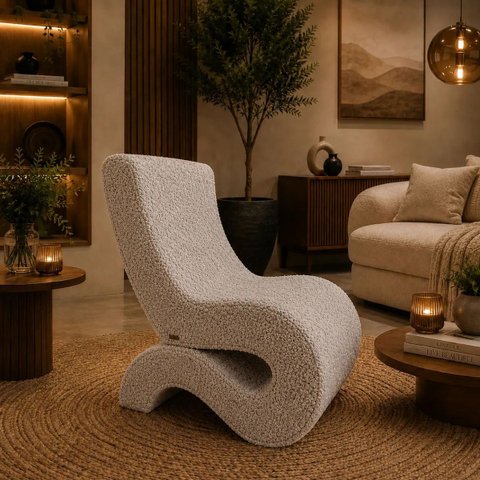 Poltrona Decorativa Marina Orgânica Moderna Curva Sala de Estar Bocule Moscow