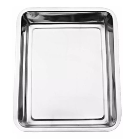 Assadeira Forma Retangular Alta Aço Inox 45 X 35 X 4cm