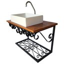 Ver imagem 5 de Bancada para Pia de Banheiro com Prateleira de Ferro Artesanal - Preto