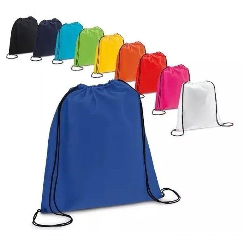 Kit 10 Mochilas Saco Nylon 70 Resinado Azul Marinho - 1