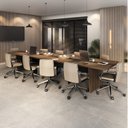 Ver imagem 1 de Mesa Reunião Escritório 10 Lugares com Caixa de Tomada, Tampo Engrossurado 50mm Marrom/Nogal/Preto Artany