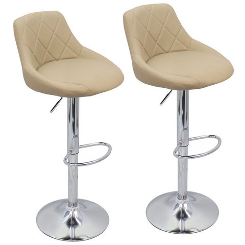 Kit 2 Banquetas Milano Carmel Estofada Giratória C/ Regulagem - Bege