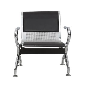 Cadeira Longarina Cromada 1 Lugar - Preta com Estofado