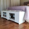 Recamier Pet Casinha Estofado Cama Box Mdf Branco Casal Capitonê Suede Liso Bege 137 X 40 X 37 - 3