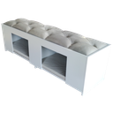 Ver imagem 2 de Recamier Pet Casinha Estofado Cama Box Mdf Branco Casal Capitonê Suede Liso Bege 137 X 40 X 37