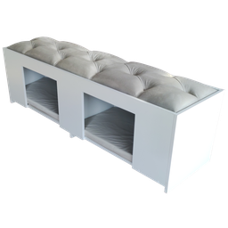 Recamier Pet Casinha Estofado Cama Box Mdf Branco Casal Capitonê Suede Liso Bege 137 X 40 X 37 - 2