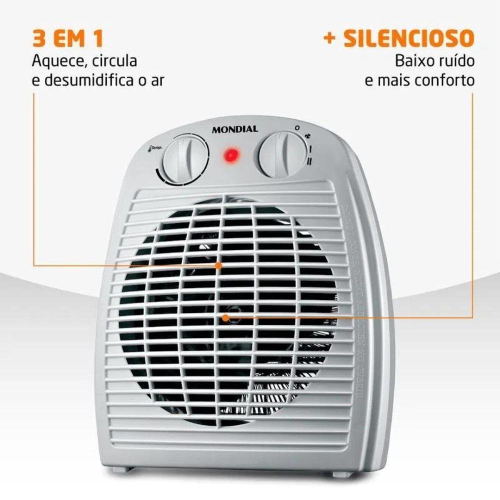 Aquecedor de Ar Mondial 1500w Termoventilação Cinza A-08 - 5