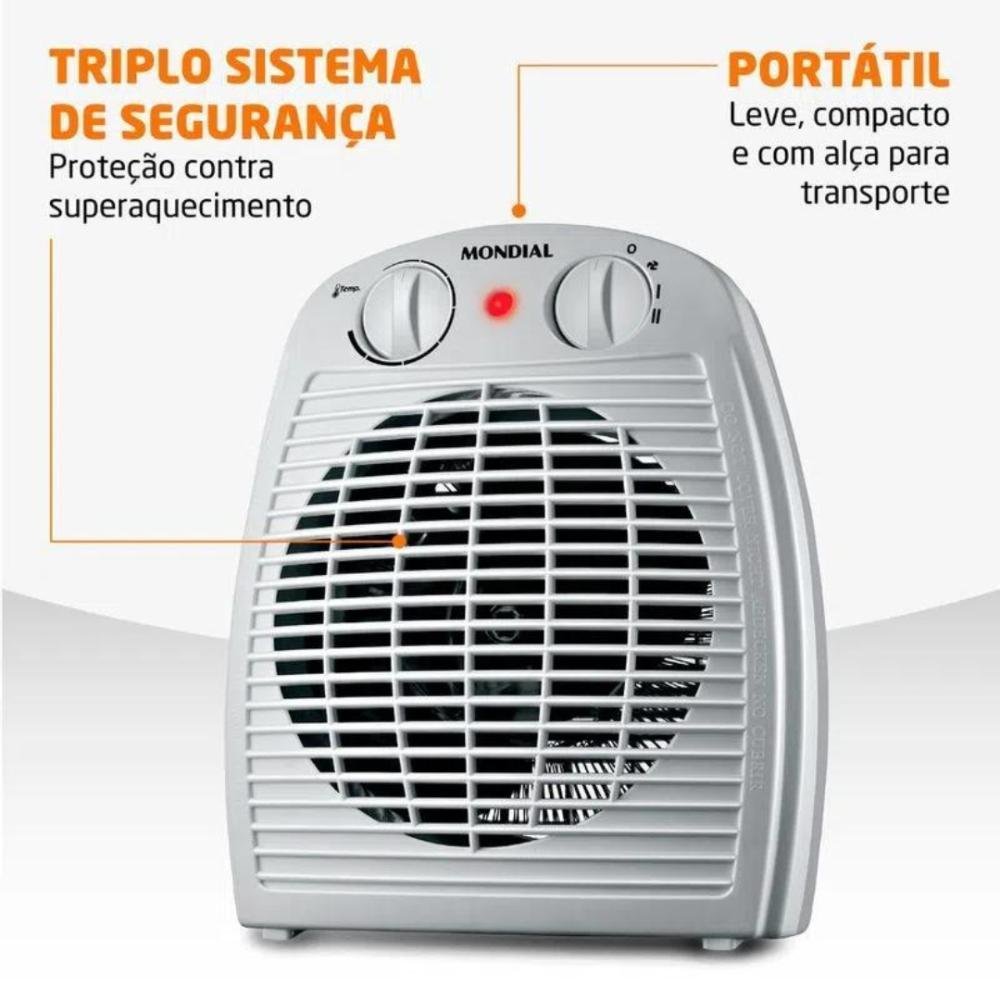 Aquecedor de Ar Mondial 1500w Termoventilação Cinza A-08 - 2