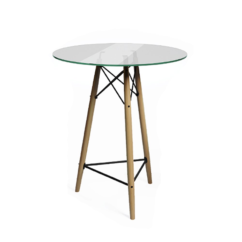 Conjunto Mesa Bistrô Eames Eiffel Vidro com 3 Banquetas Brancas de Madeira - 4