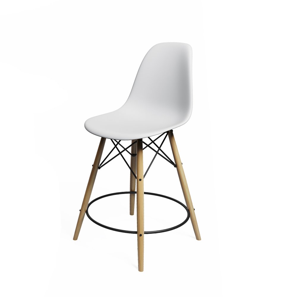 Conjunto Mesa Bistrô Eames Eiffel Vidro com 3 Banquetas Brancas de Madeira - 3