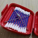 Ver imagem 4 de Kit 4 Porta Cotonetes para Viagem Cores Variadas Portátil com Elástico Interno Crippa