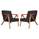 Ver imagem 1 de Conjunto 2 Poltronas Monalisa Com Braços de Madeira Suede Preto - LM DECOR