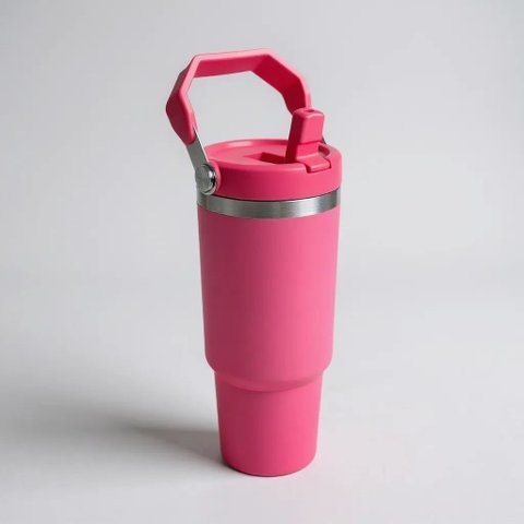 Garrafa Térmica Ms-983 900ml com Bico com Alça Flip Tumbl Aço Inoxidável Academia Trabalho:Rosa Pink