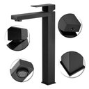 Ver imagem 2 de Torneira Bancada Banheiro Quadrada Inox Black Fosco Alta