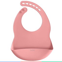Babador de Silicone Bebe Impermeável Coletor de Migalhas Infantil +3 Meses Botões Ajustável Rosa Bub - 5