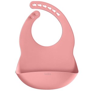 Babador de Silicone Bebe Impermeável Coletor de Migalhas Infantil +3 Meses Botões Ajustável Rosa Bub