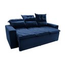 Ver imagem 7 de Sofá 3 Lugares Retrátil e Reclinável 2.00m Cama Inbox Smal com Bordado Pantográfico Suede Azul