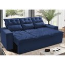 Ver imagem 1 de Sofá 3 Lugares Retrátil e Reclinável 2.00m Cama Inbox Smal com Bordado Pantográfico Suede Azul