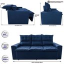 Ver imagem 2 de Sofá 3 Lugares Retrátil e Reclinável 2.00m Cama Inbox Smal com Bordado Pantográfico Suede Azul