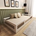 Ver imagem 1 de Cama Infantil Montessoriana Solteiro com Grades em Pinus Lume Branco
