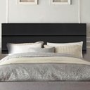 Ver imagem 1 de Painel Estofado Luxo Argentina Casal Madeira Maciça Suede Preto Gat Magazine 140cm