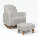 Ver imagem 3 de Poltrona Amamentação Balanço Madeira e Puff Jhessy Suede D03 - D'rossi