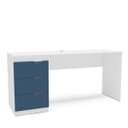 Ver imagem 2 de Mesa Escrivaninha Porto Escritório 3 Gavetas 163x77cm Azul/Branco 250685