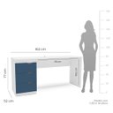 Ver imagem 3 de Mesa Escrivaninha Porto Escritório 3 Gavetas 163x77cm Azul/Branco 250685