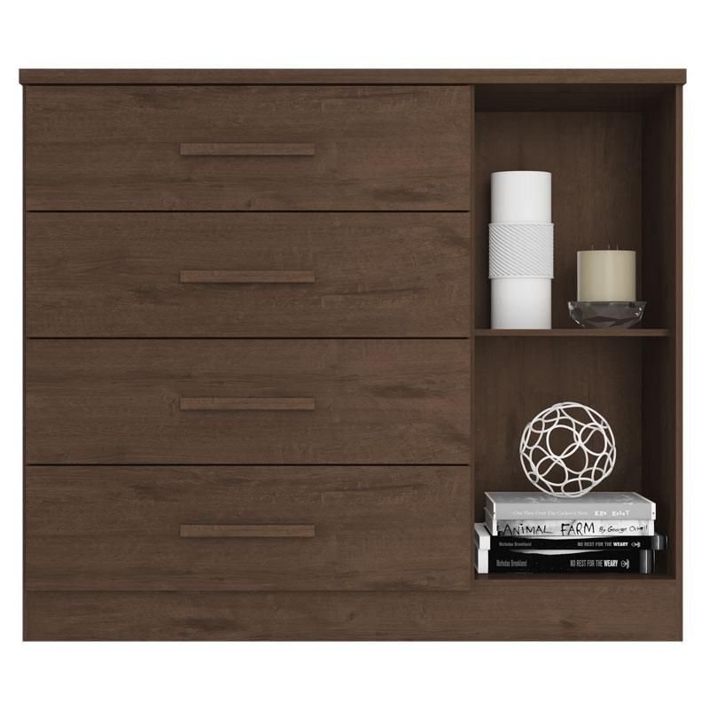 Cômoda Sapateira Genova Plus 1 Porta 4 Gavetas Jacarandá Fosco