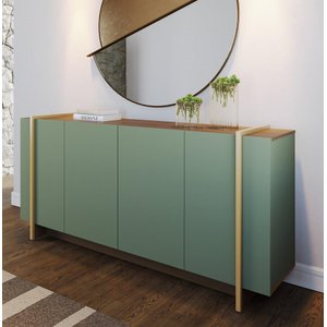 Buffet 04 Portas Detalhe Metálico Copacabana Hortelã/amêndoa/ouro - Colibri