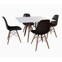 Ver imagem 1 de Mesa de Jantar com 4 Cadeiras Pretas Eames Tampo Quadrado Branco 90cm - Up Home