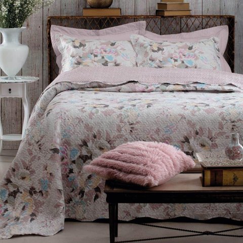 Kit Cobre Leito Colcha Daily Casal 3 Peças Dupla Face Estampado Floral Floral 6 100% Poliéster