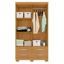 Ver imagem 2 de Guarda Roupa Solteiro Casa Nobile 4 Portas Bater 4 Gavetas MDP Fosco Naturalle Marrom Framar