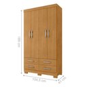 Ver imagem 3 de Guarda Roupa Solteiro Casa Nobile 4 Portas Bater 4 Gavetas MDP Fosco Naturalle Marrom Framar