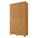 Ver imagem 4 de Guarda Roupa Solteiro Casa Nobile 4 Portas Bater 4 Gavetas MDP Fosco Naturalle Marrom Framar