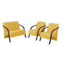 Ver imagem 1 de Conjunto Vênus 2 Poltronas de 1 Lugar e 1 de 2 Lugares Braço Madeira D Salla Suede Amarelo