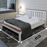 Cama Casal Madeira Maciça Branco C/ Moldura Honey Woodstore - 2
