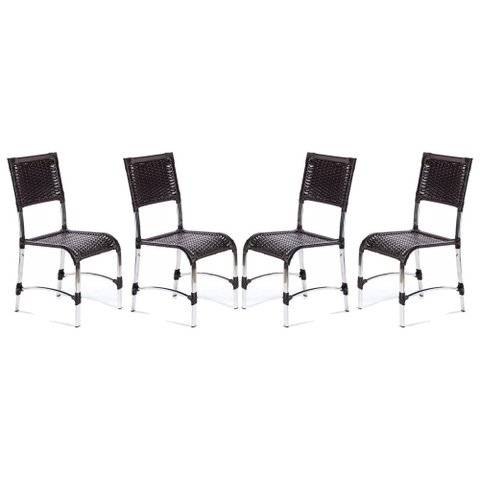 Kit 4 Cadeiras Fibra Sintética Varanda Jardim Pedra Ferro