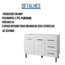 Balcão para Pia Bianca 120 Cm Branco Moblis - 2
