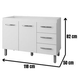 Balcão para Pia Bianca 120 Cm Branco Moblis - 3