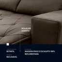 Ver imagem 2 de Sofá Retrátil/Reclinável Belga 1,80m Suede Velut com Molas no Assento