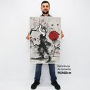 Ver imagem 2 de Quadro Decorativo Caixa Alta com Vidro Mulher Samurai  TaColado Moldura Madeira 90 x 60cm