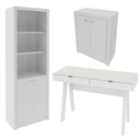 Ver imagem 3 de Conjunto Escritório Mesa Armário Estante 2 Portas 3 Peças Branco