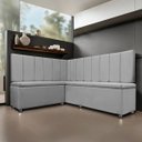 Ver imagem 2 de Kit Canto Alemão Liso 4 Lugares com Baú Veludo Cinza Claro 1,25x1,60m Sofa Store