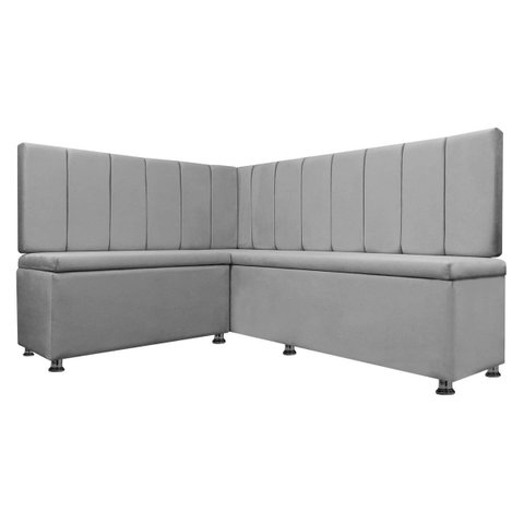 Kit Canto Alemão Liso 4 Lugares com Baú Veludo Cinza Claro 1,25x1,60m Sofa Store