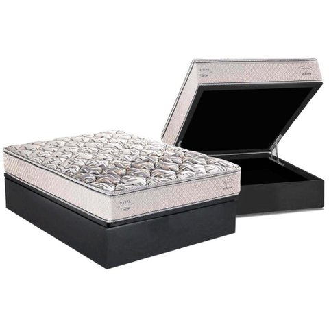 Cama Box Baú Casal: Colchão Anatômico Herval ErgoPlus/EP + Base CRC Suede Gray(138x188)