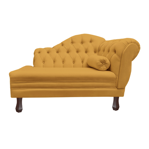 Recamier Sofá Esquerdo Larissa 120cm Sala Veludo Mostarda - Incasa Decor