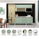 Ver imagem 5 de Armário de Cozinha Compacta 6 Peças sem Tampo de 120cm Legno Crema com Verde Luci Luciane Móveis