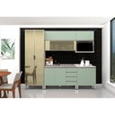 Ver imagem 1 de Armário de Cozinha Compacta 6 Peças sem Tampo de 120cm Legno Crema com Verde Luci Luciane Móveis